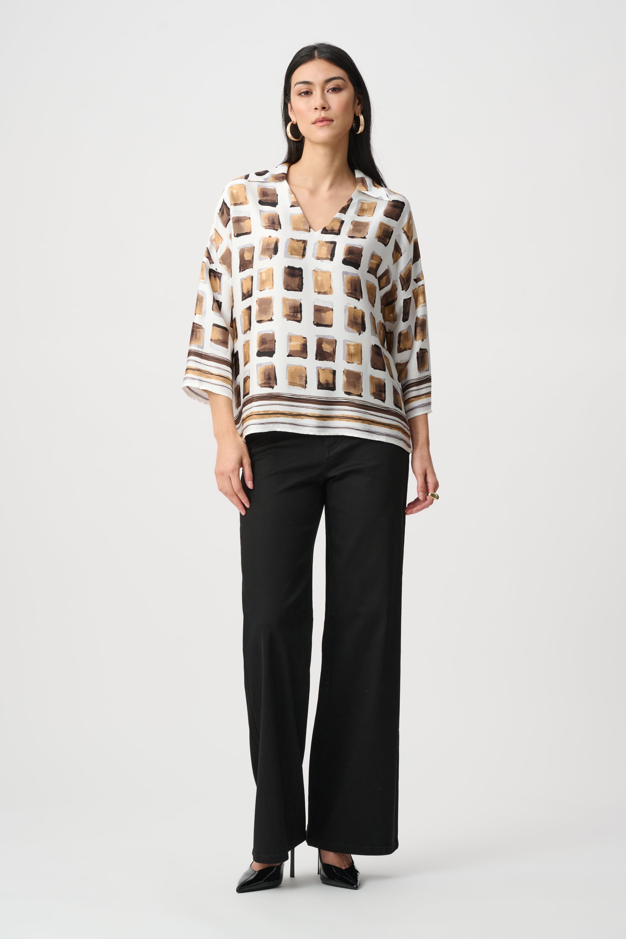 Recycled Satin Geometric Print Boxy Top