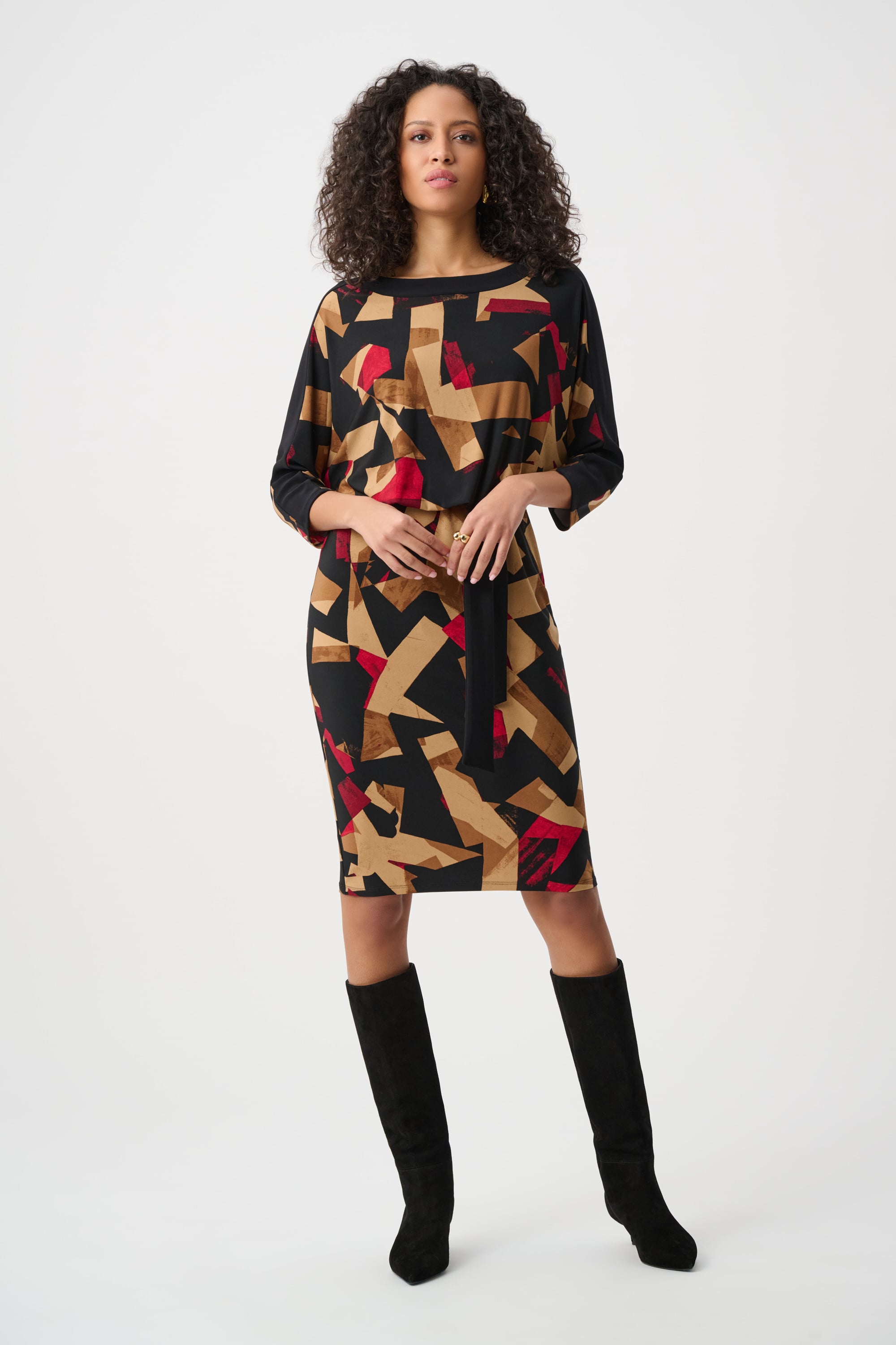 Abstract Print Knit Straight Dress