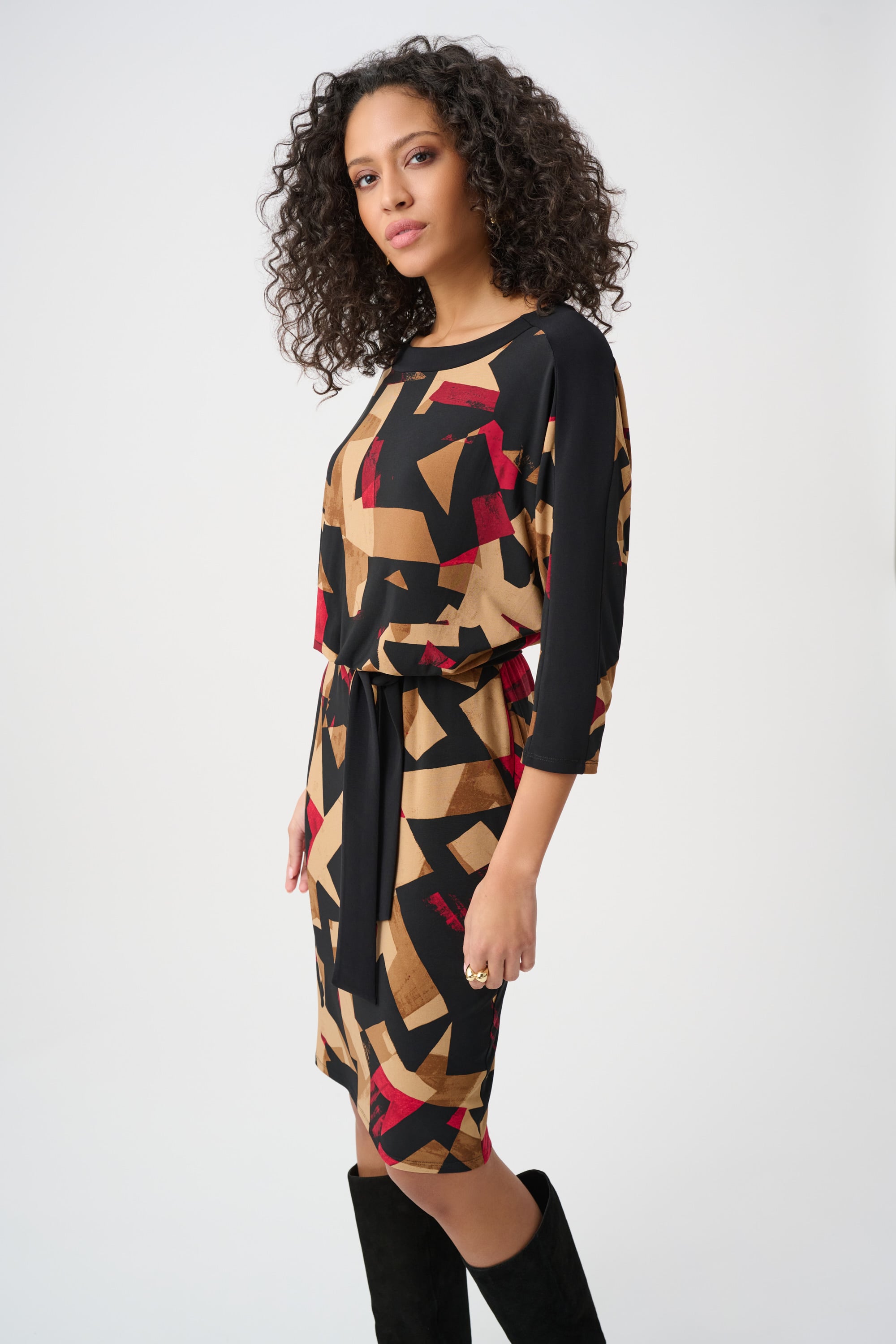 Abstract Print Knit Straight Dress