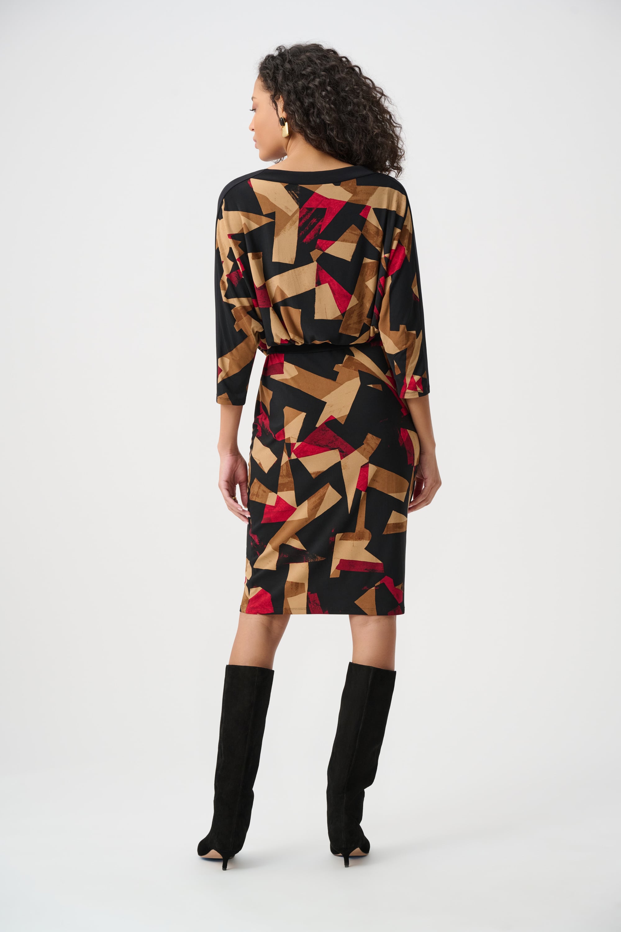 Abstract Print Knit Straight Dress