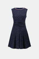 Lurex Boucle Flounce Dress with Pearl Trim
