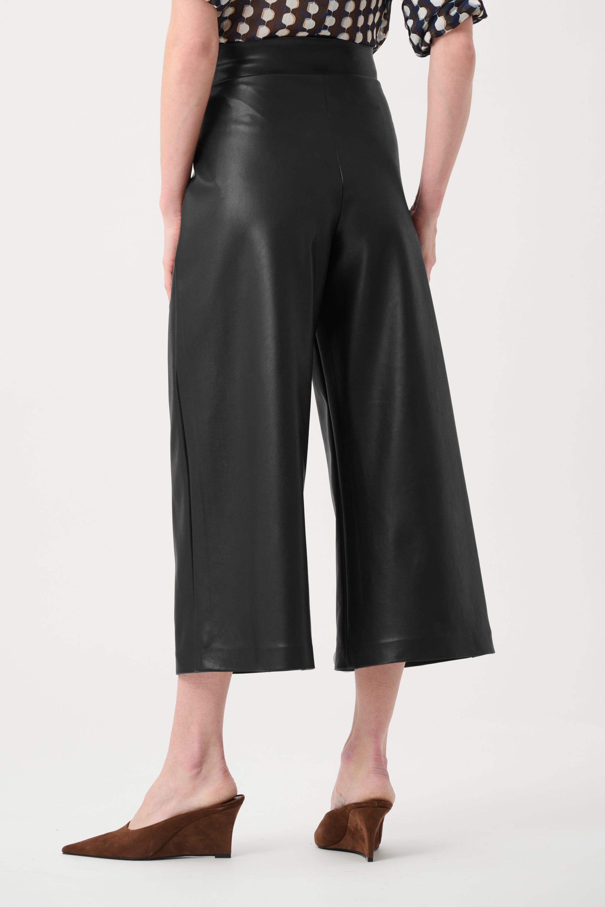 Leatherette Pull-On Culotte Pants