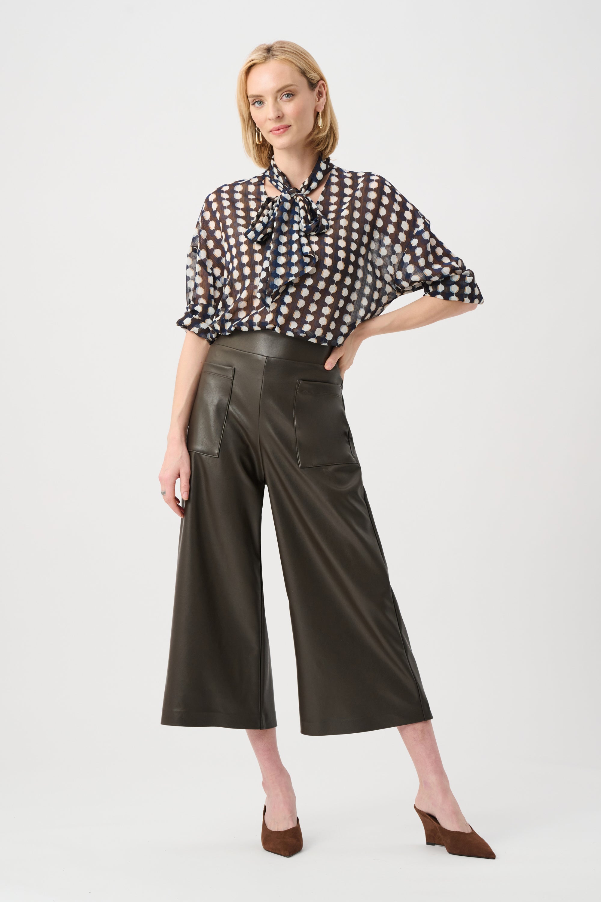Leatherette Pull-On Culotte Pants