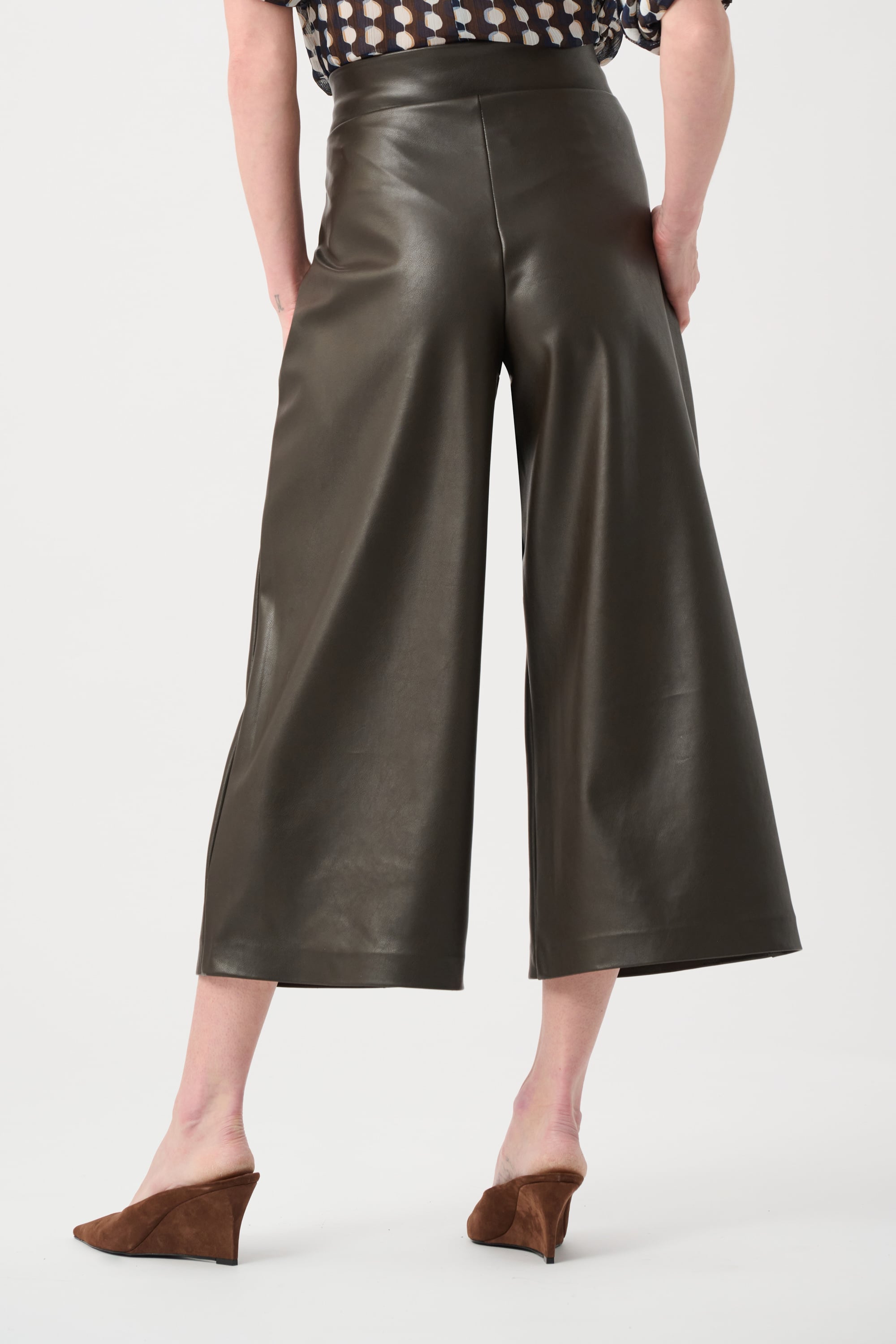 Leatherette Pull-On Culotte Pants