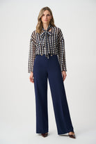 Chiffon Geometric-Print Tie-Neck Blouse