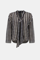 Chiffon Geometric-Print Tie-Neck Blouse