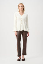 Foiled Silky Knit Straight Pull-On Pants
