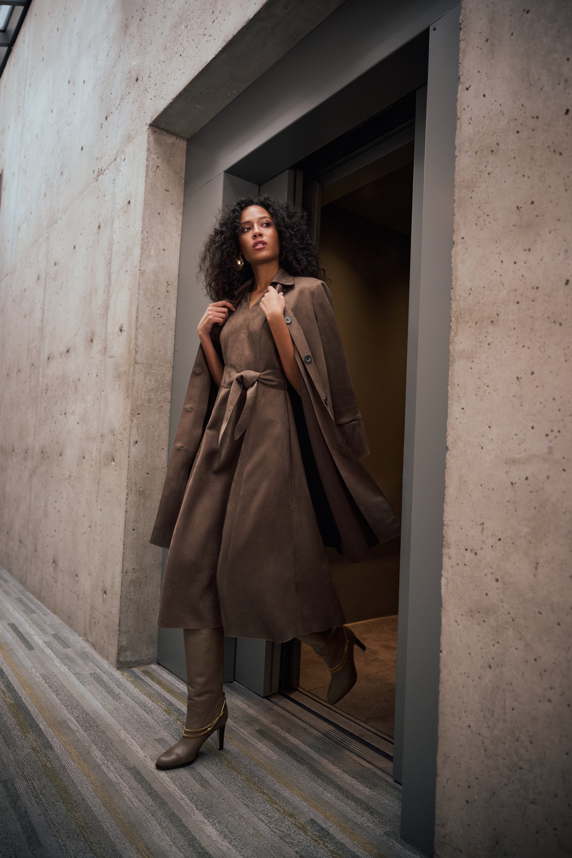 Scuba Suede Fit-and-Flare Dress