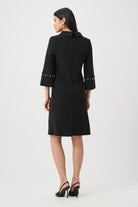 Silky Knit A-Line Dress With Pearl Detail