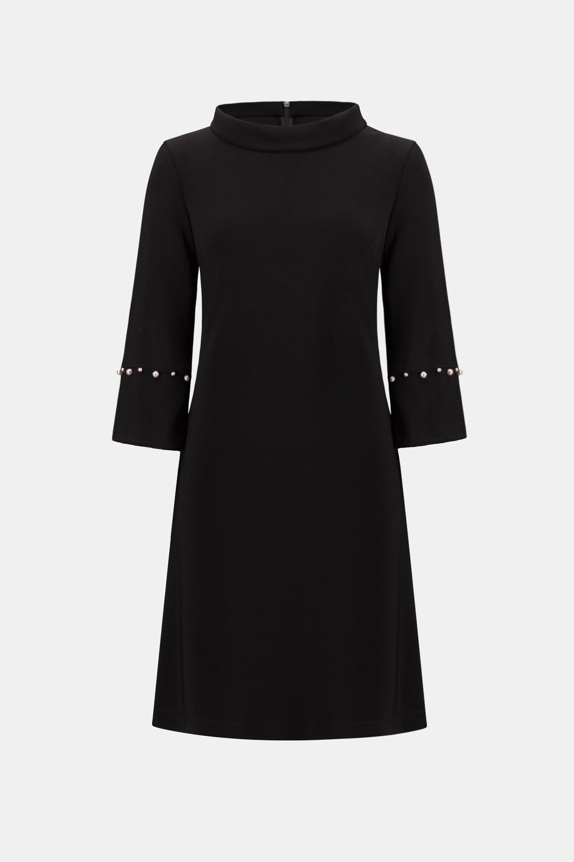 Silky Knit A-Line Dress With Pearl Detail