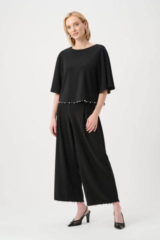 Joseph Ribkoff Silky Knit Flared Top With Pearl Detail-263116