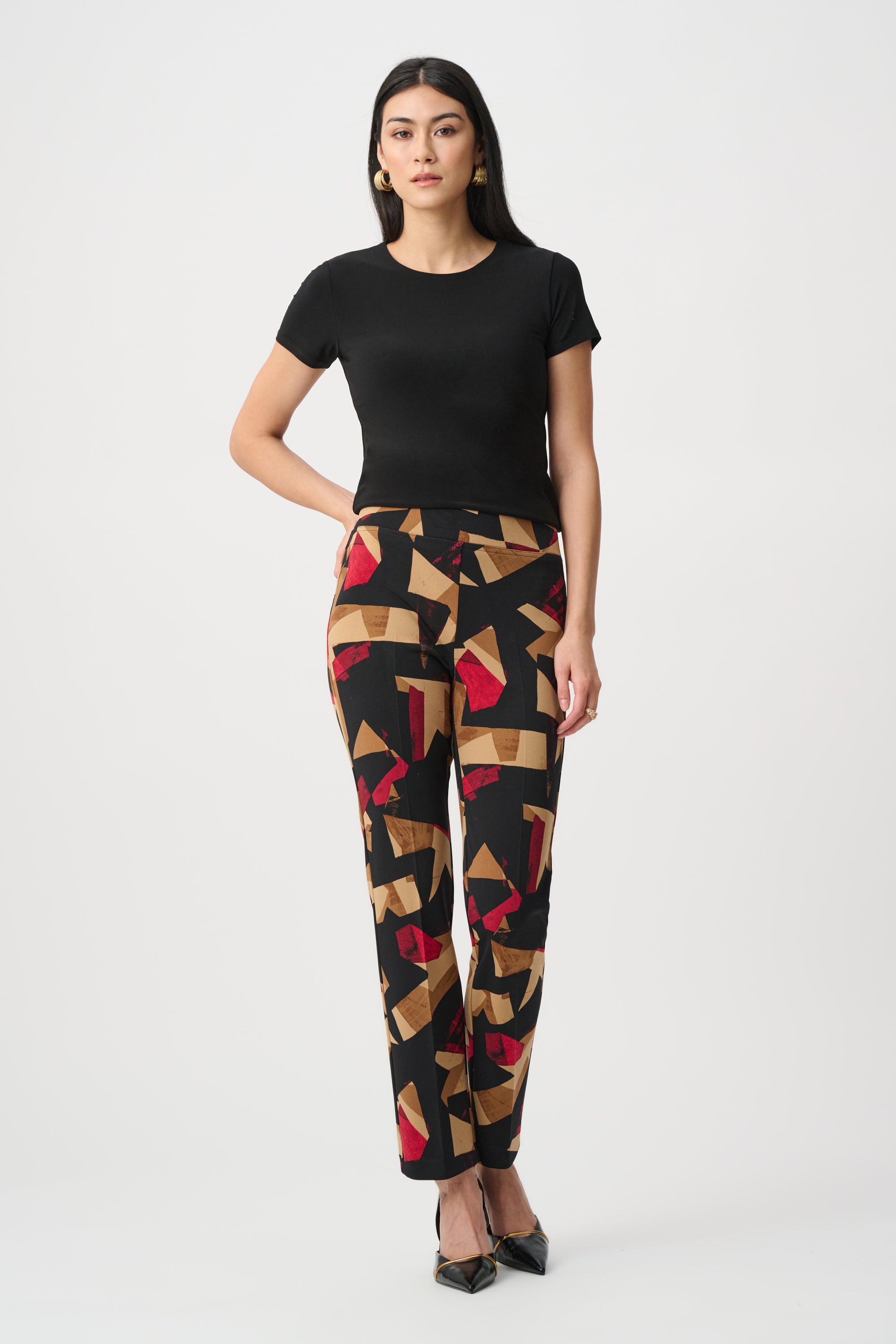 Silky Knit Abstract Print Straight Pull-On Pant