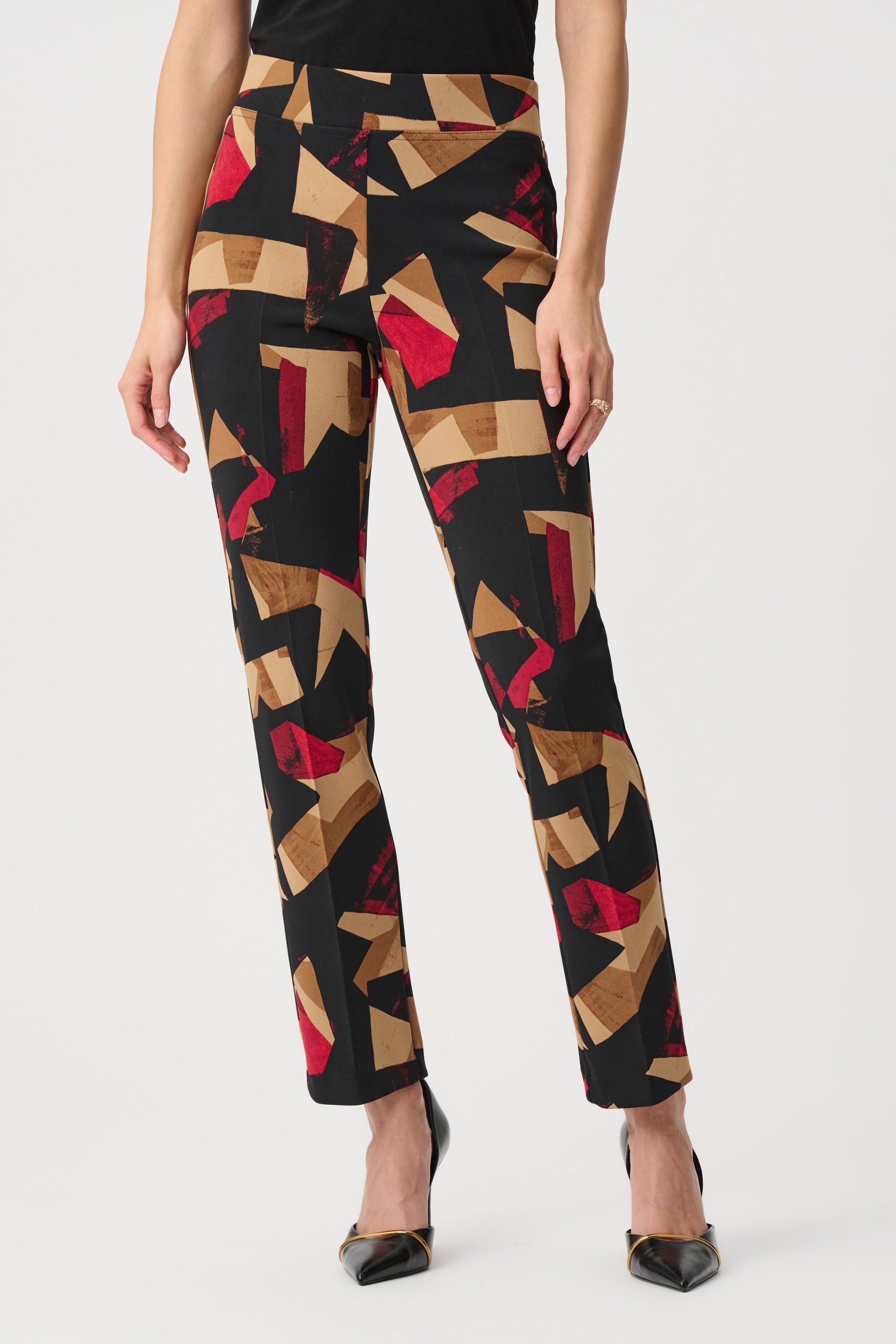 Silky Knit Abstract Print Straight Pull-On Pant