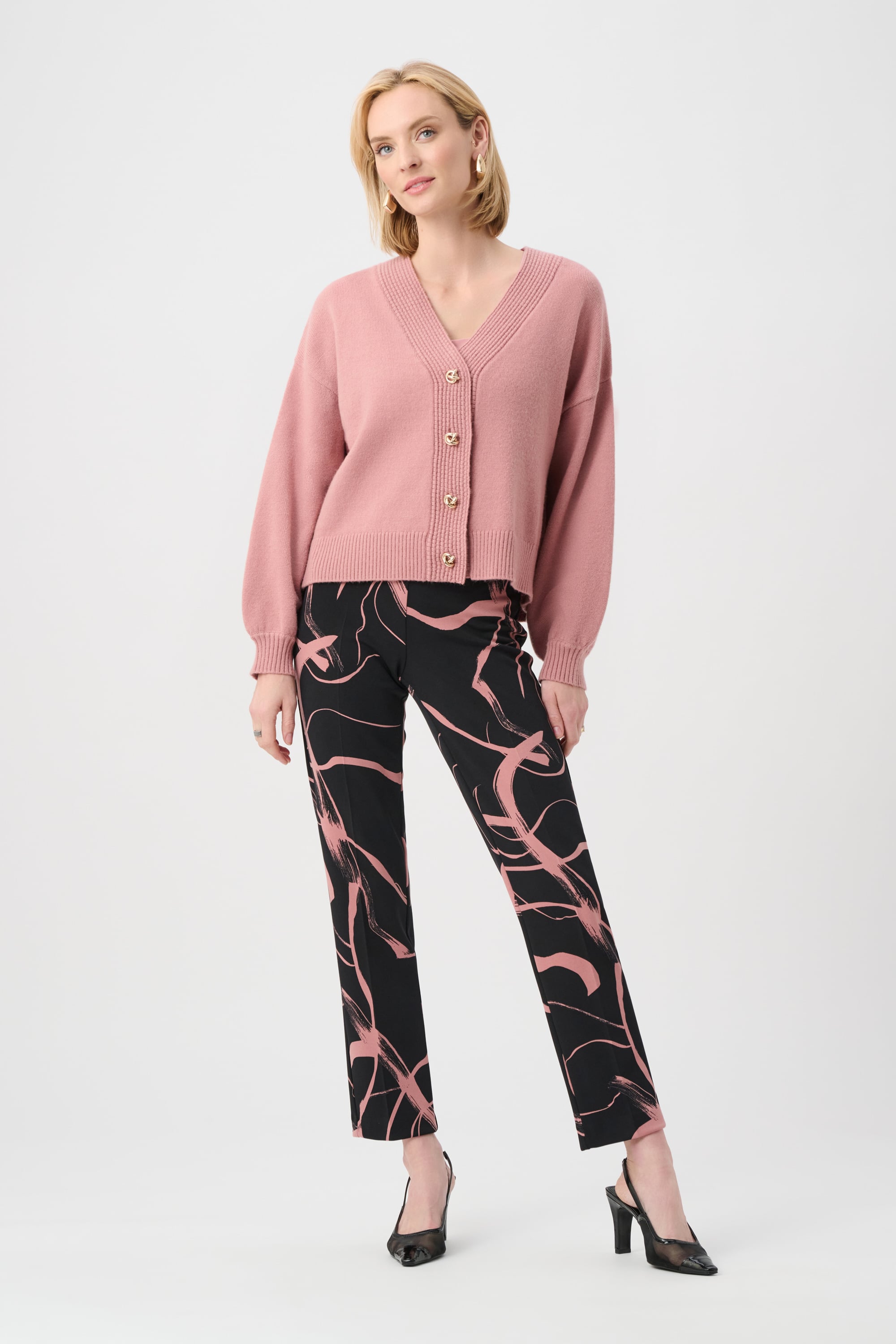 Silky Knit Abstract Print Straight Pull-On Pant