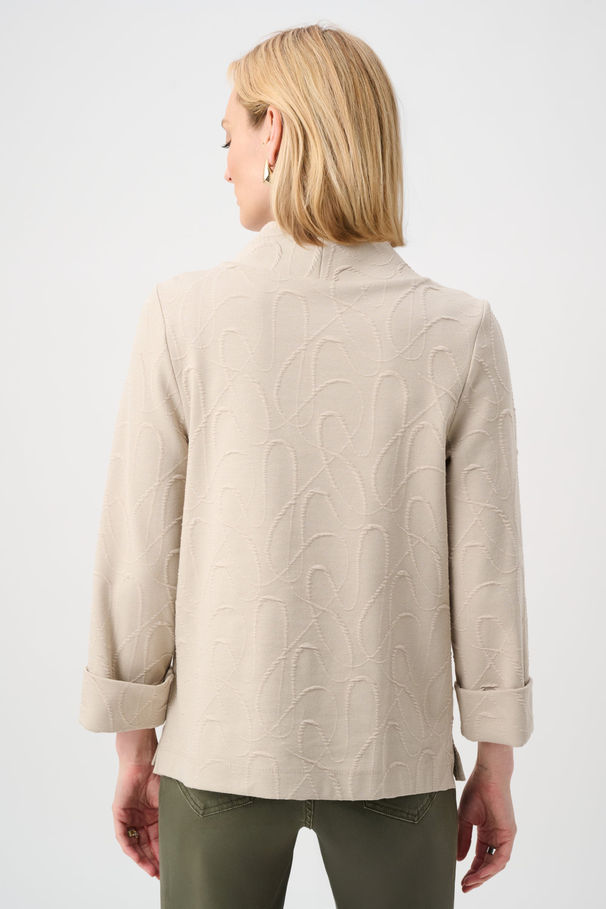 Jacquard Sweater Funnel Collar Trapeze Top
