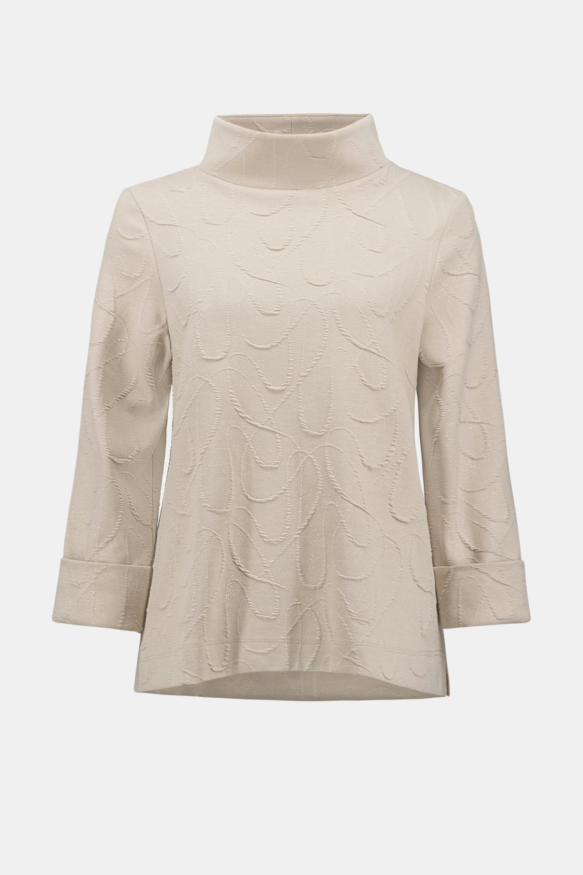 Jacquard Sweater Funnel Collar Trapeze Top