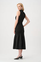 Textured Jacquard Flounce Dress With Memory
