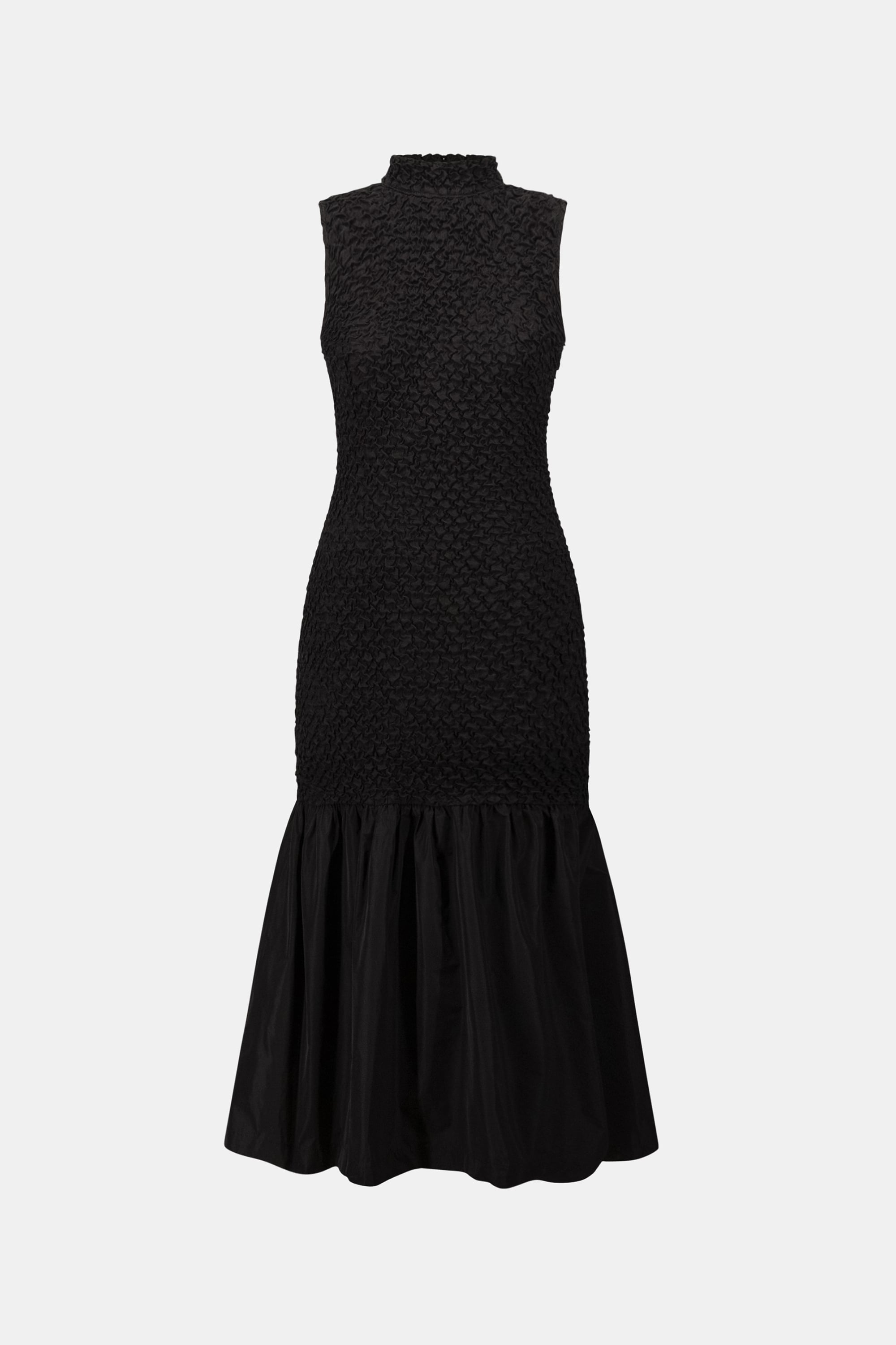 Textured Jacquard Flounce Dress With Memory