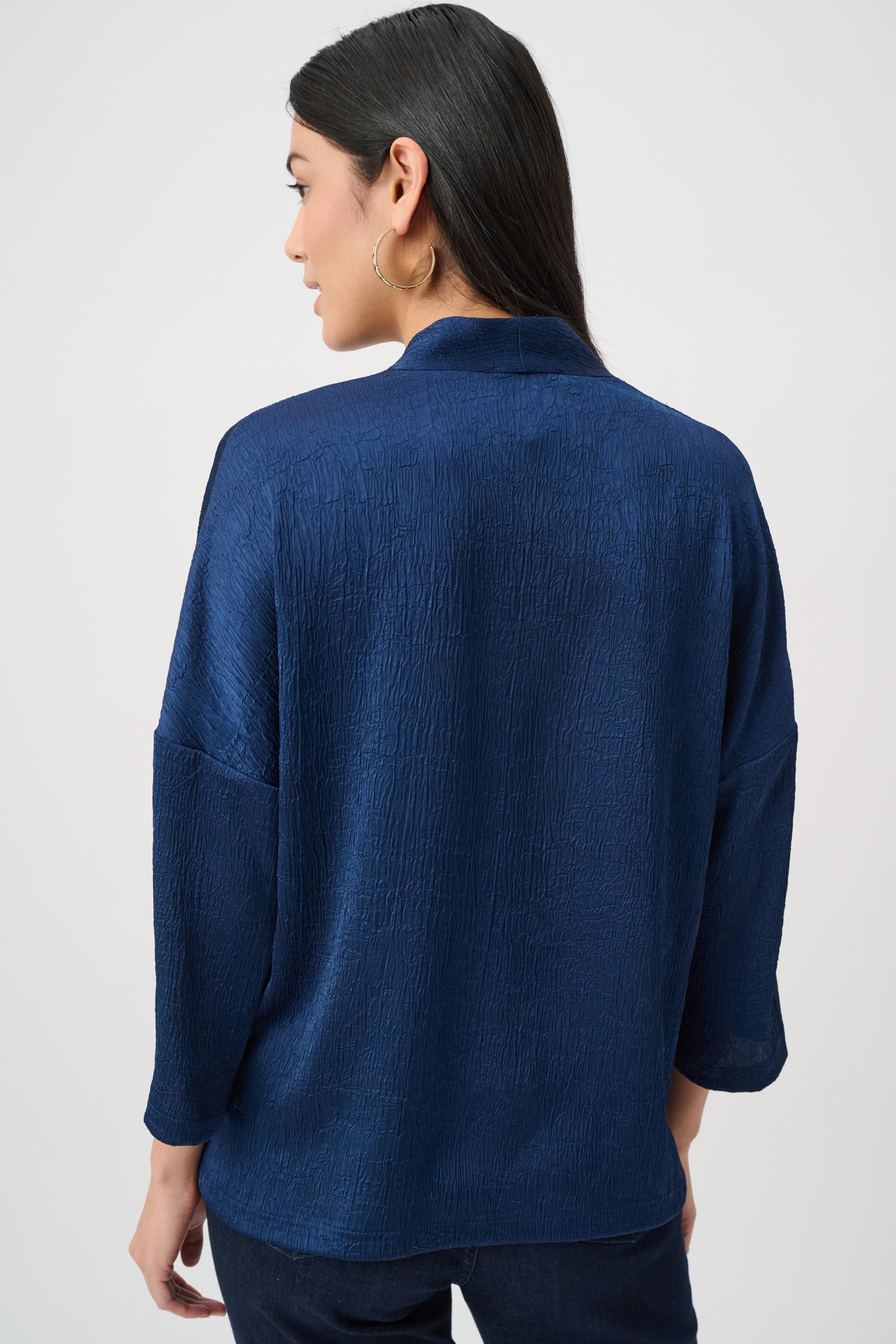 Crushed Satin Straight V-Neck Top