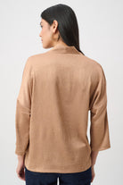 Crushed Satin Straight V-Neck Top