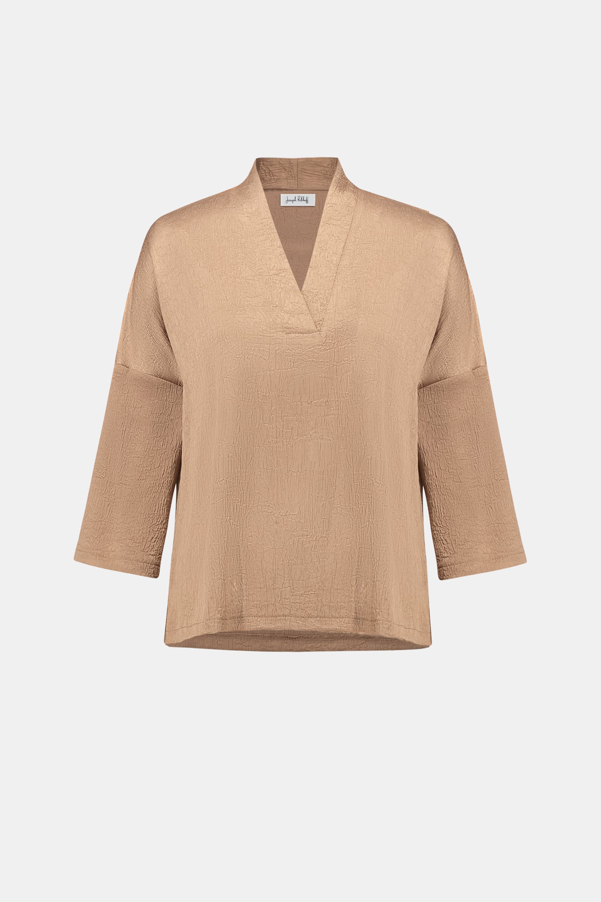 Crushed Satin Straight V-Neck Top