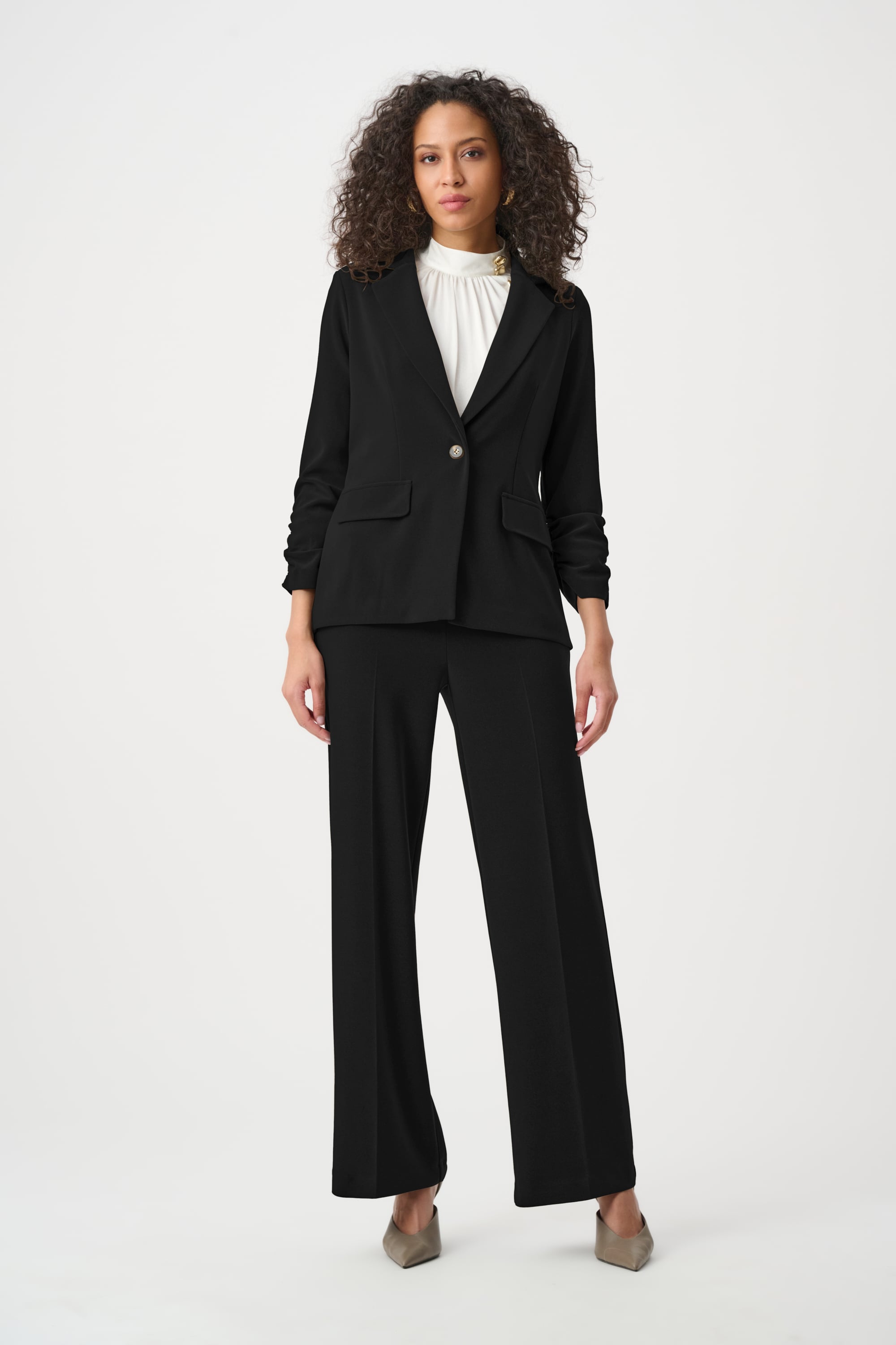 Melange Silky Knit Straight Blazer