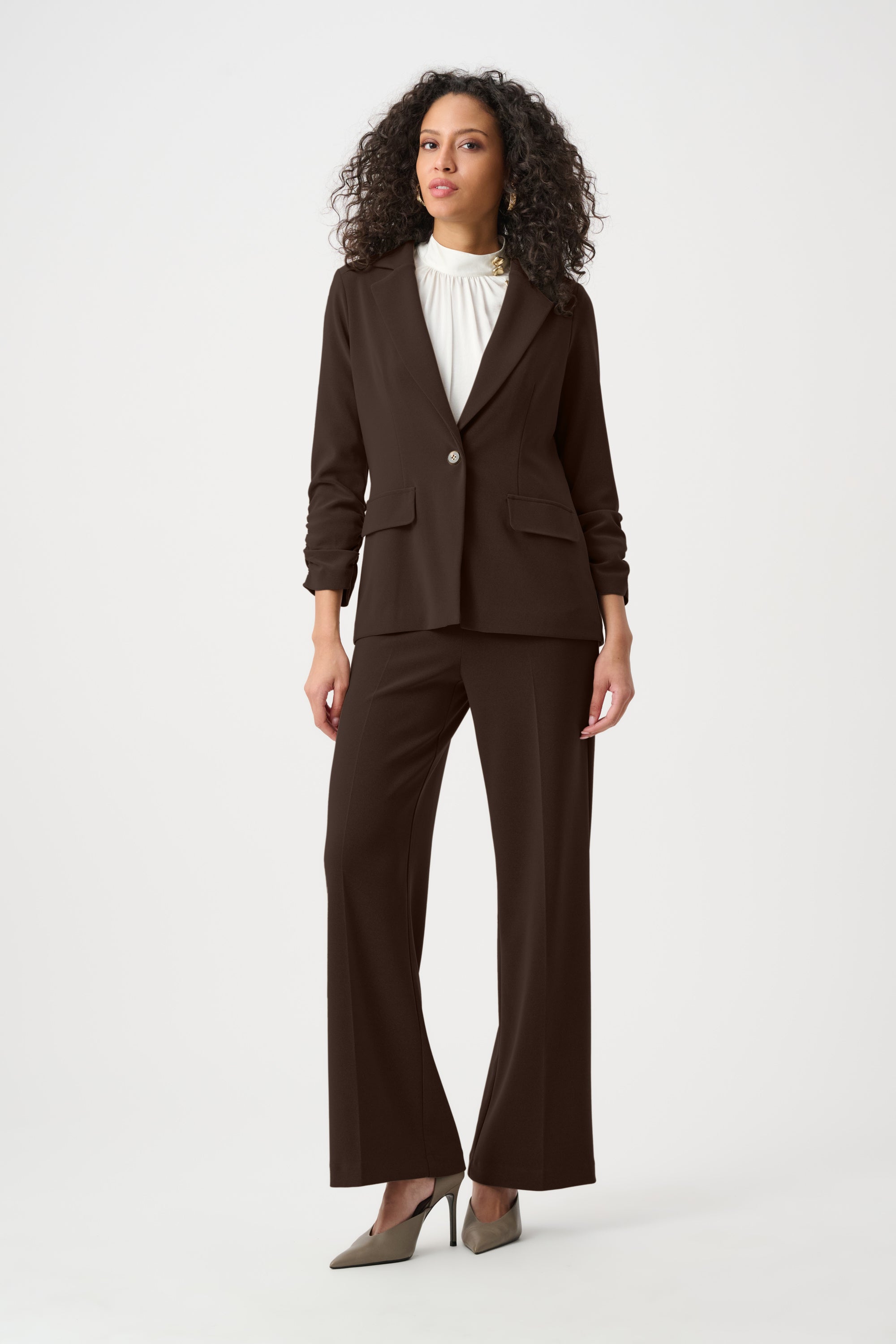 Melange Silky Knit Straight Blazer