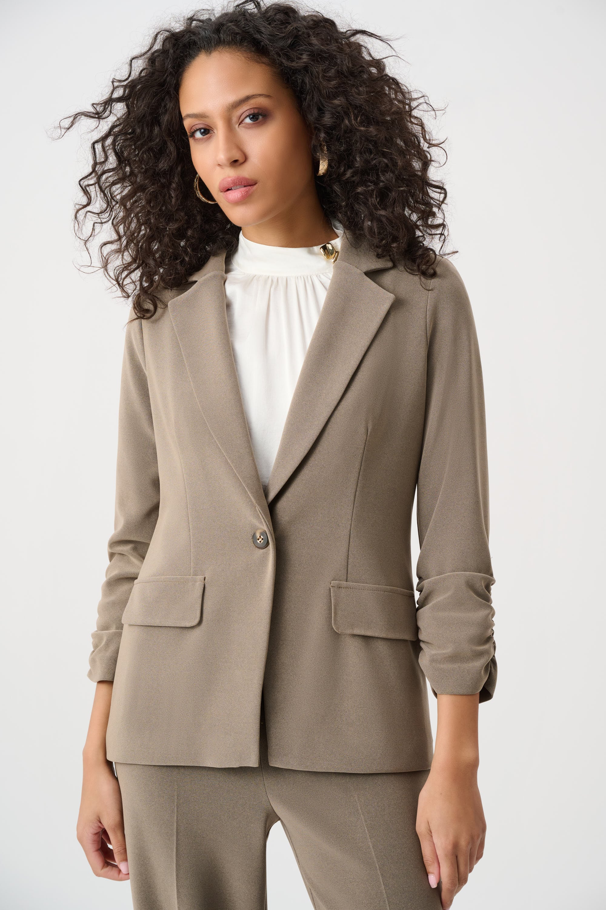 Melange Silky Knit Straight Blazer