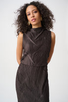 Pleated Satin Sleeveless Midi Dress