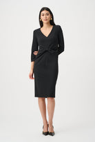 Scuba Crepe Knotted-Waist Sheath Dress