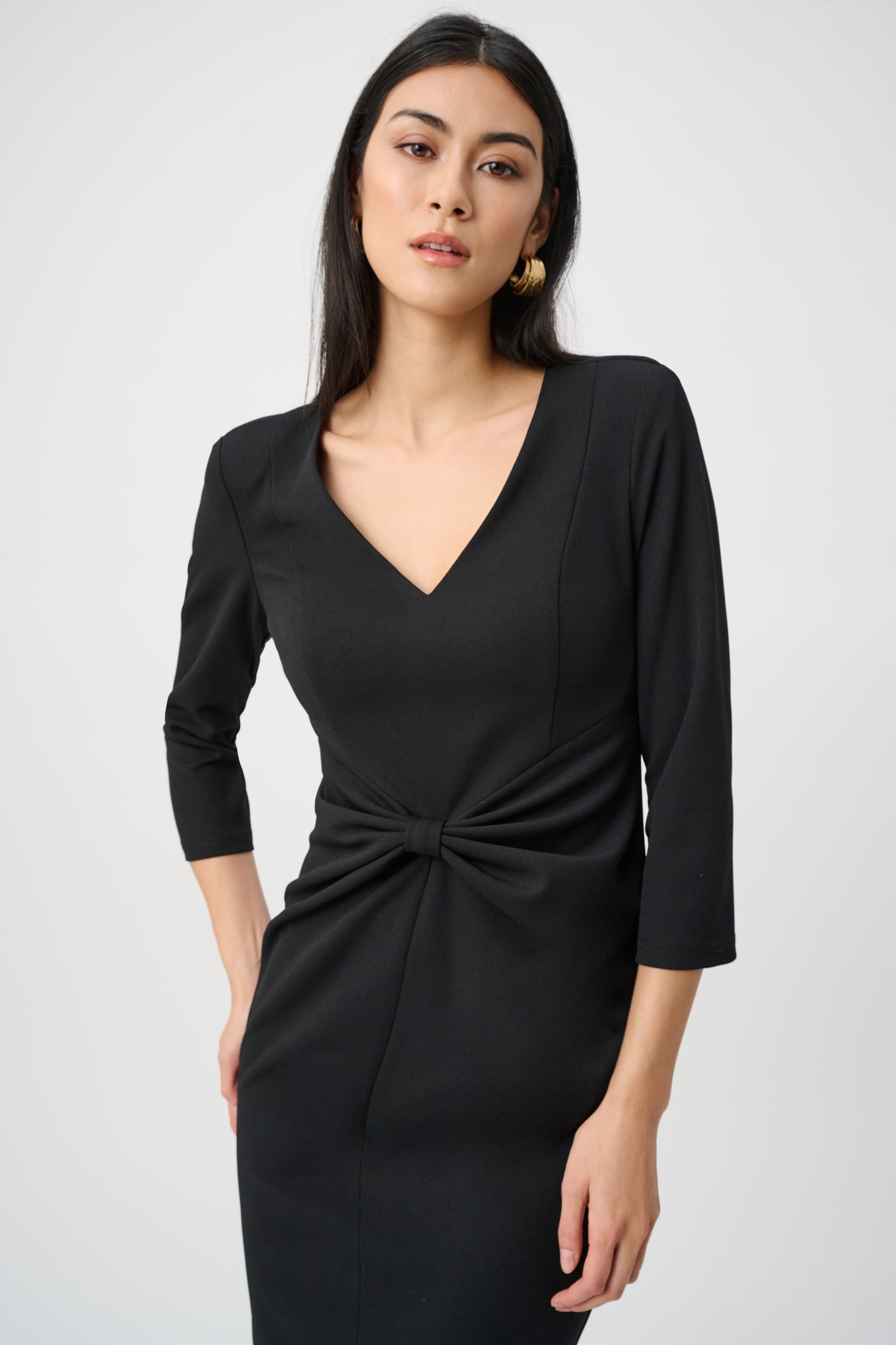 Scuba Crepe Knotted-Waist Sheath Dress
