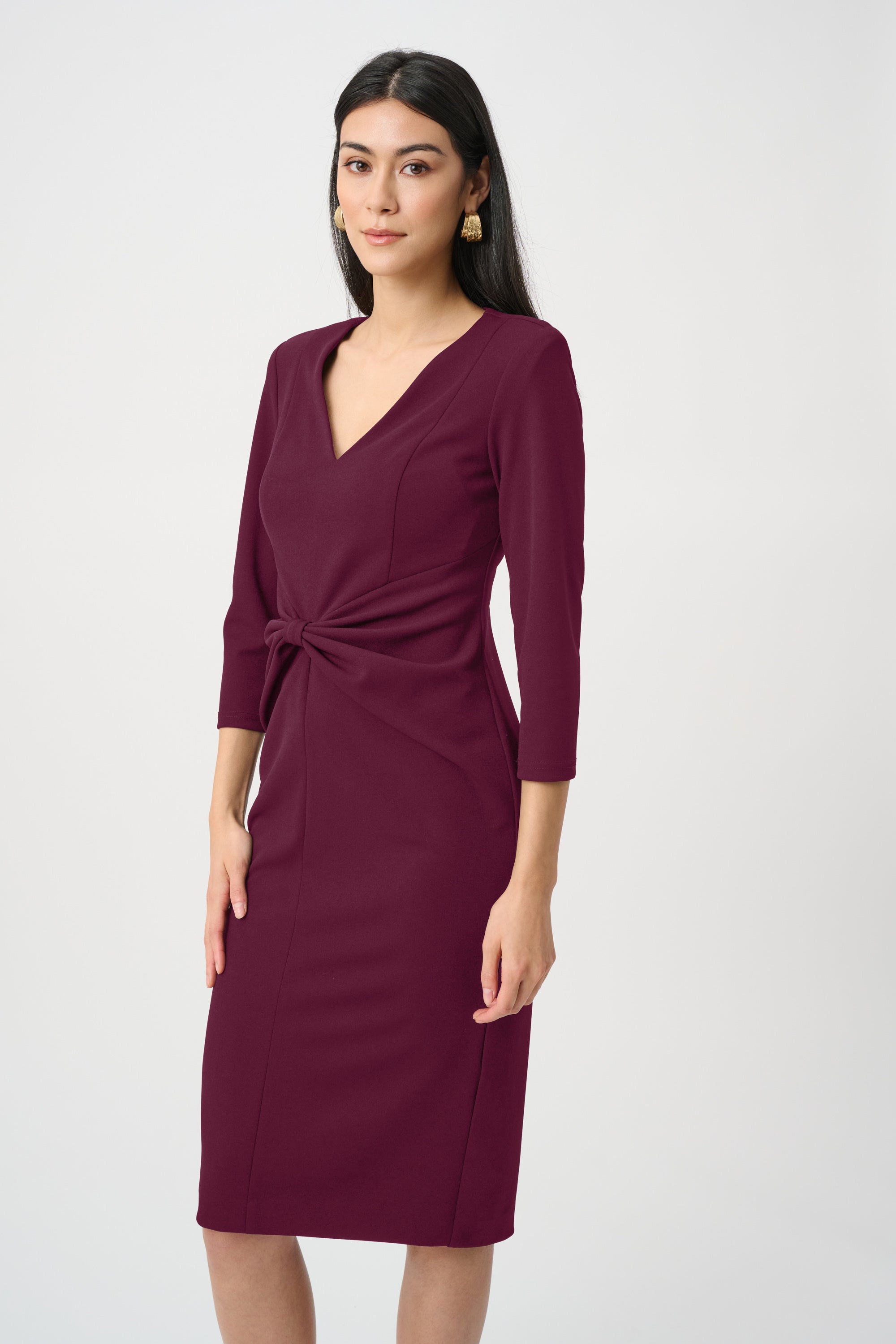 Scuba Crepe Knotted-Waist Sheath Dress