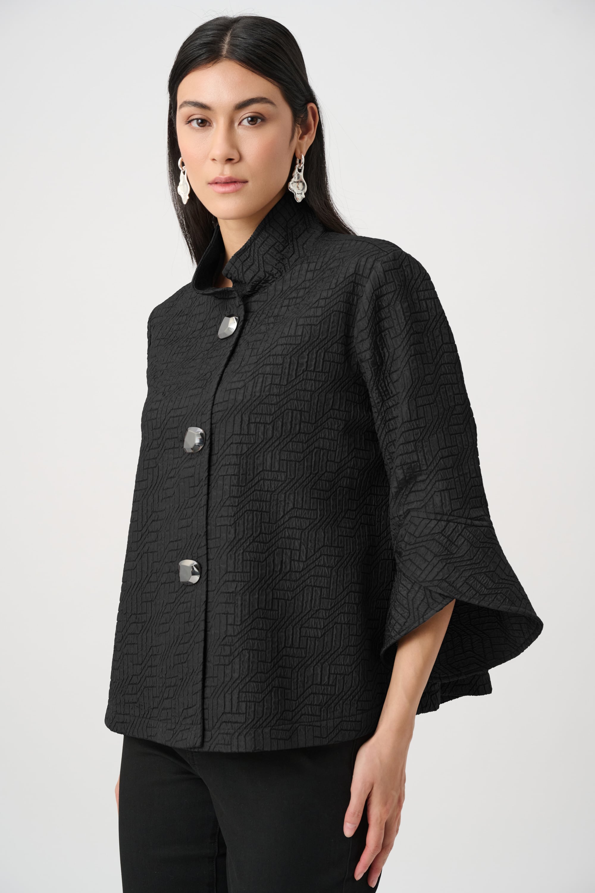 Joseph Ribkoff Geometric Jacquard Trapeze Jacket-263152, colour 11