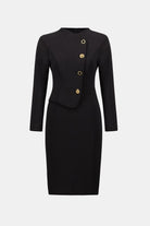 Scuba Crepe Mock-Neck Sheath Dress