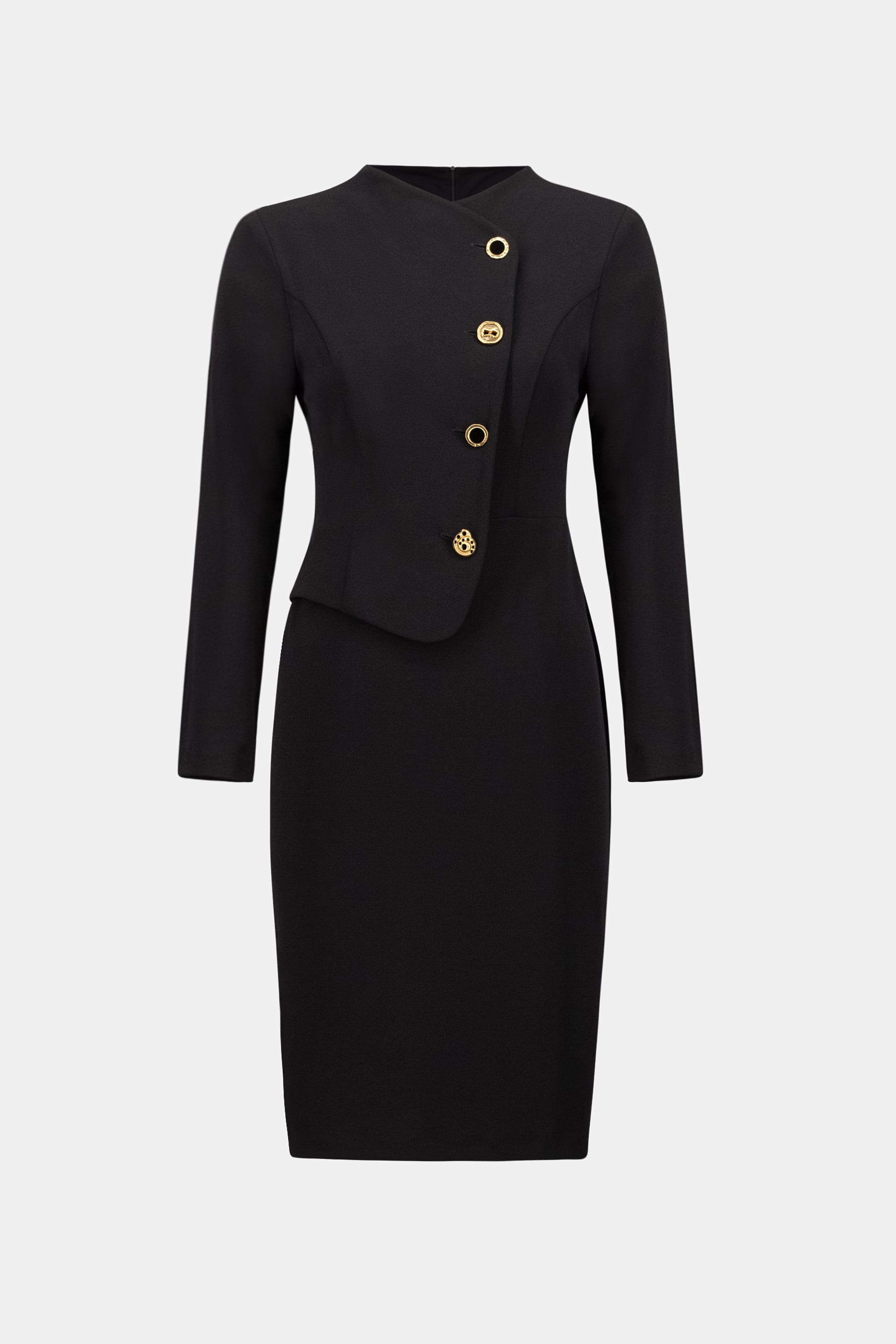Scuba Crepe Mock-Neck Sheath Dress