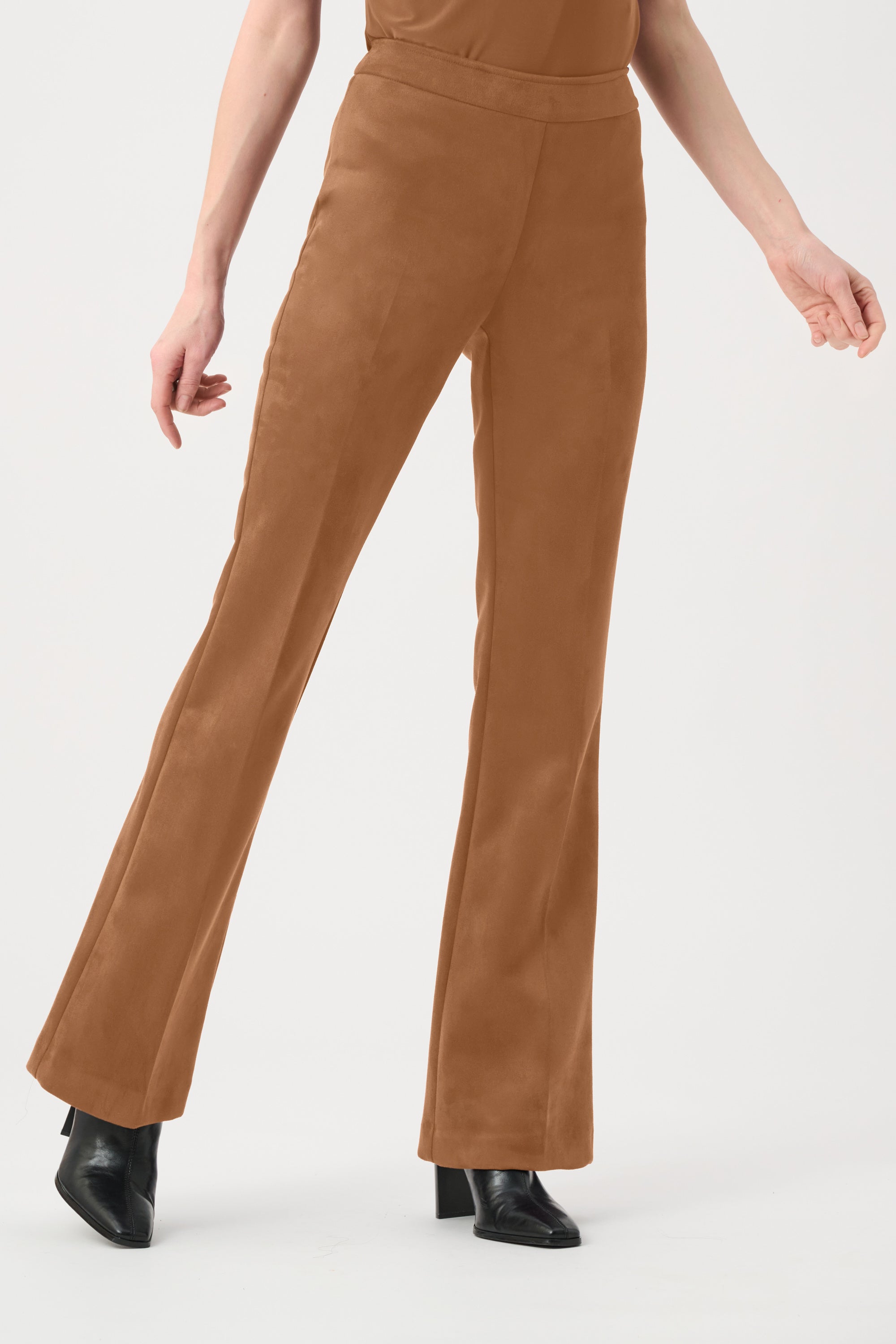 Scuba Suede Flared Pull-On Pants