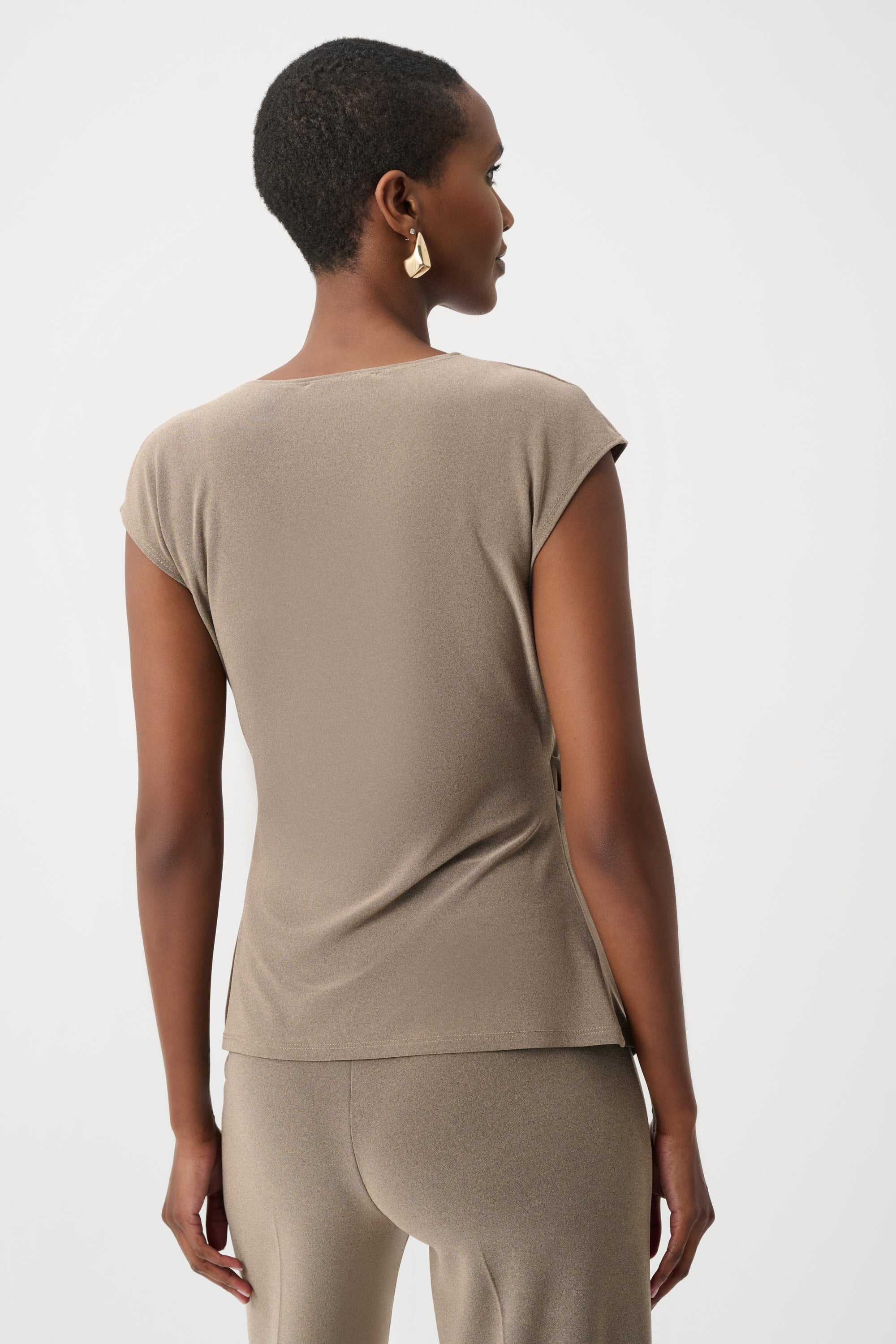 Melange Silky Knit Fitted Wrap Top