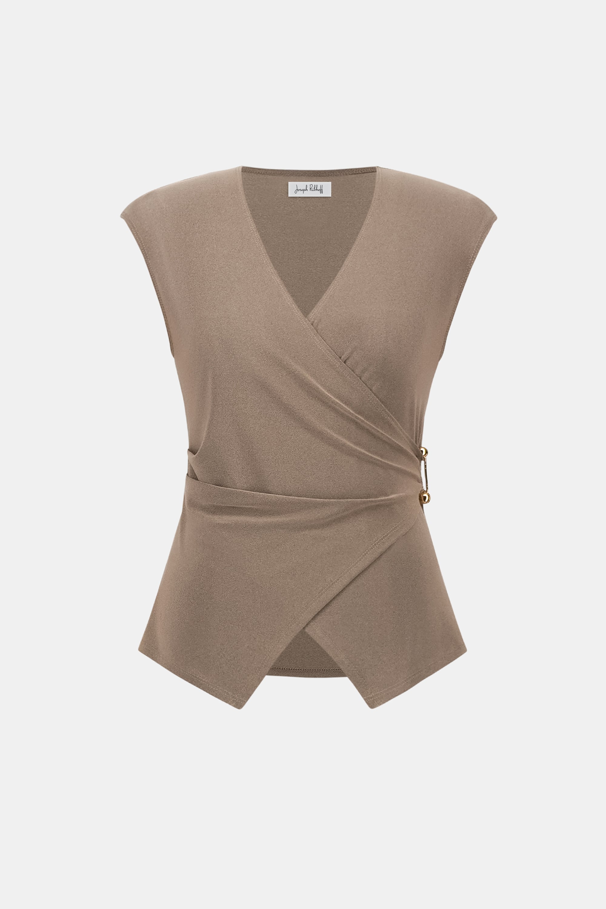 Melange Silky Knit Fitted Wrap Top