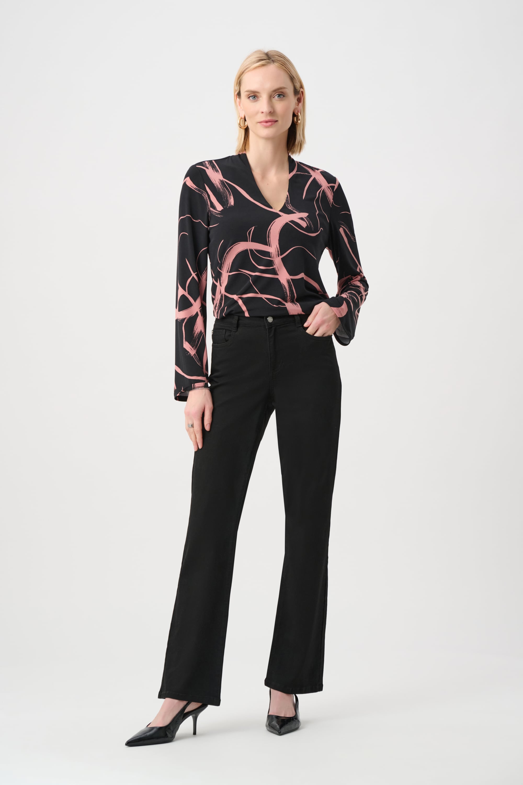 Silky Knit Abstract Print Straight Top
