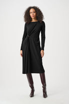 Scuba Crepe Draped Front Sheath Dress