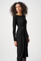 Scuba Crepe Draped Front Sheath Dress
