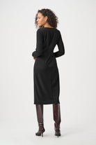 Scuba Crepe Draped Front Sheath Dress
