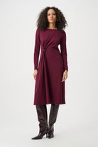 Scuba Crepe Draped Front Sheath Dress