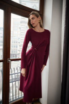 Scuba Crepe Draped Front Sheath Dress