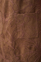 Embroidered Suede Boat-Neck Shift Dress