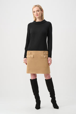 Joseph Ribkoff Jacquard Sweater and Suede A-Line Dress-263187