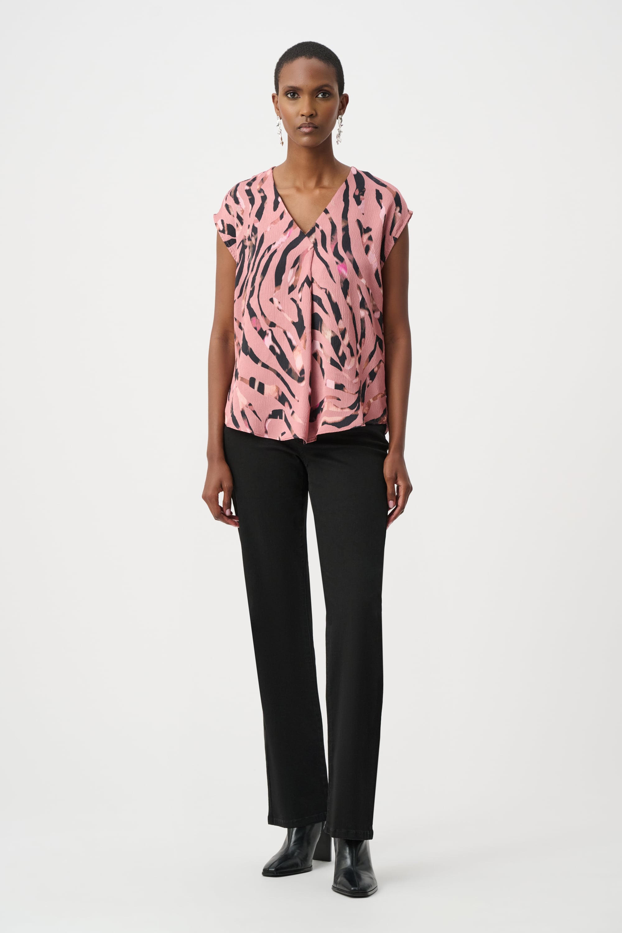 Textured Satin Animal Print Boxy Top