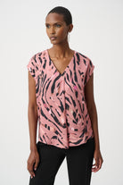 Textured Satin Animal Print Boxy Top