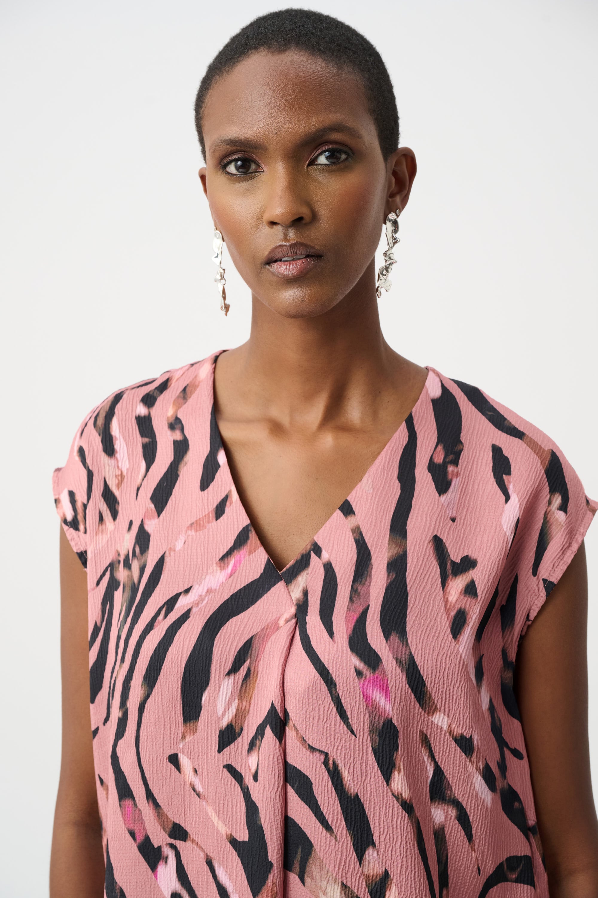 Textured Satin Animal Print Boxy Top