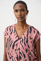 Textured Satin Animal Print Boxy Top